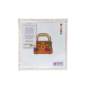 Bag Charm Love Lock - Needlepoint Canvas + Key Charm