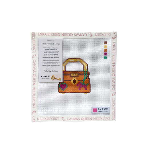 Bag Charm Love Lock - Needlepoint Canvas + Key Charm