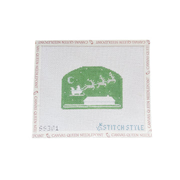 Mint Green Flying Santa Silhouette