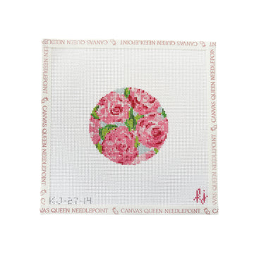 Roses on Teal Round (13 Mesh)