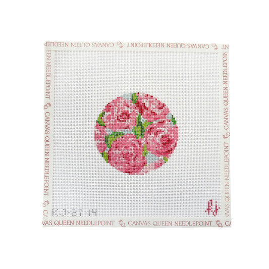 Roses on Teal Round (13 Mesh)