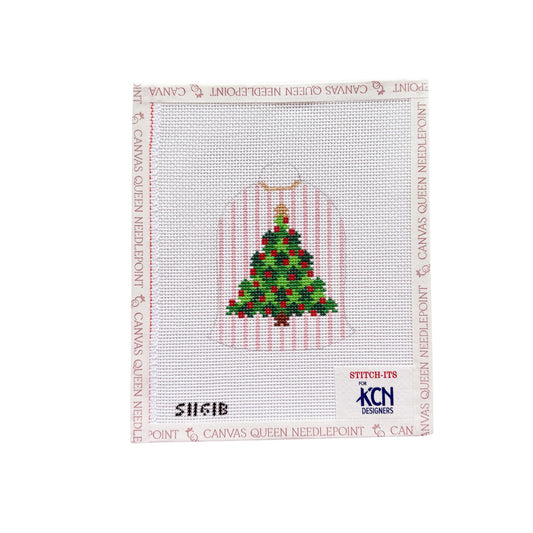 Christmas Tree on Pink Stripes Bell