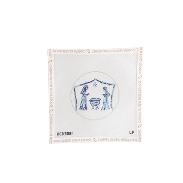 Blue and White Nativity Round