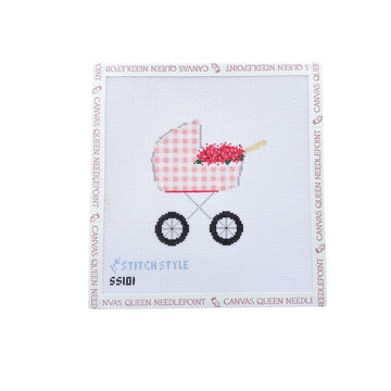 Pink Hydrangea Baby Carriage with Stitch Guide
