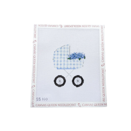 Blue Hydrangea Baby Carriage with Stitch Guide