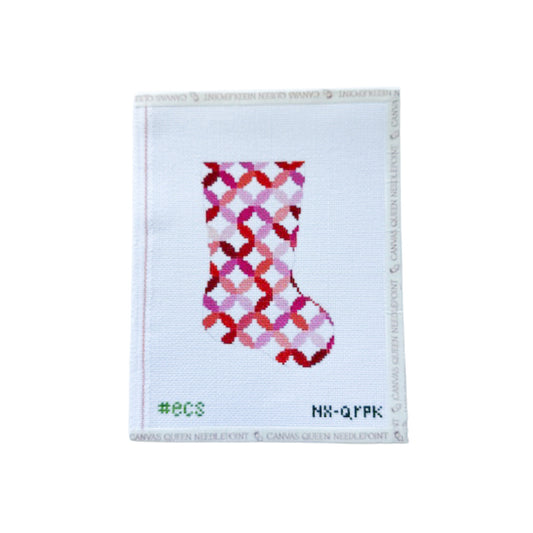 Mini Stocking Canvas - Pink Quilt Ring