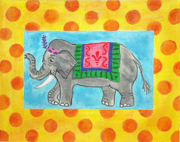 Circus Elephant with Orange Spotted Yellow Border (Trunk Show)