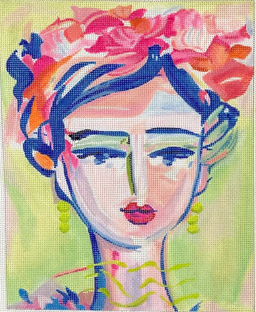 Portrait - Blue & Pink Lady with Pink Flowers (Trunk Show)