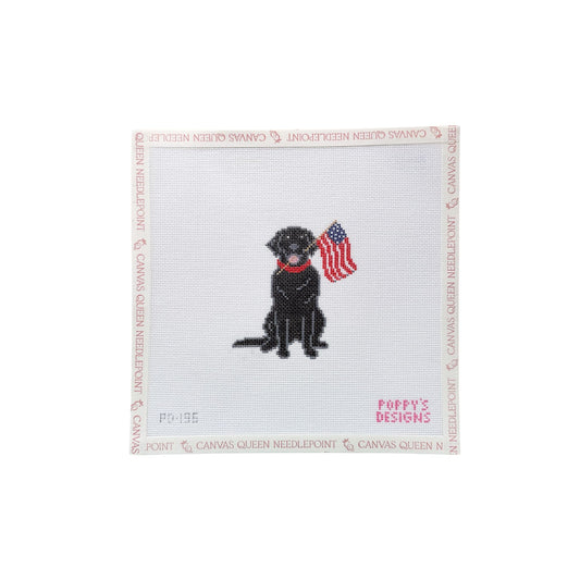 Black Lab with American Flag