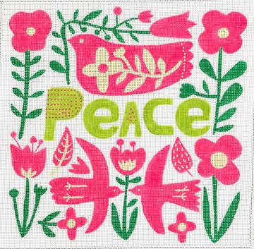 Peace with Doves & Flowers - Hot Pink, Greens, & Cream (Trunk Show)