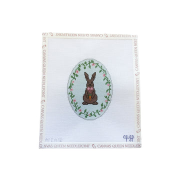 Chocolate Bunny Oval Blue