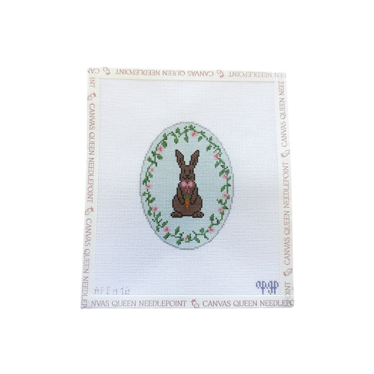 Chocolate Bunny Oval Blue