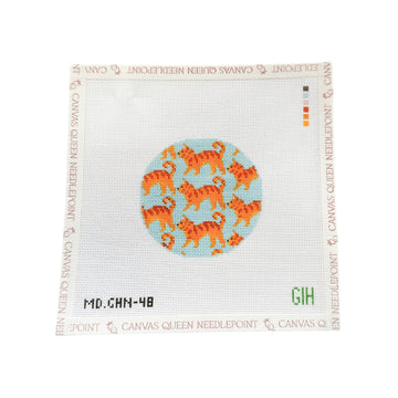Green Heart Needlepoint: Orange Tabby Cat