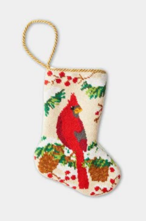 Finished Bauble Stocking: Christmas Cardinal