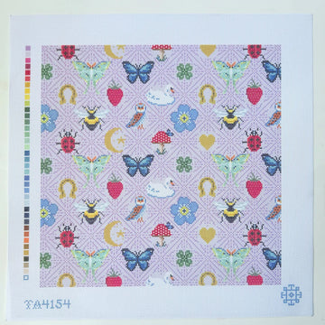 Folklore Pillow - Lilac Printed Canvas