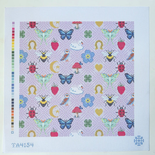 Folklore Pillow - Lilac Printed Canvas