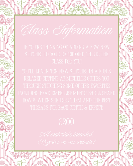 4 Hour Decorative Stitch Intensive with Michelle Hamilton