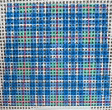4" Square Insert - Blue, Turquoise & Pink Gingham (Trunk Show)