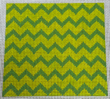 4" Square Insert - Zigzag - Grass Green on Lime (Trunk Show)
