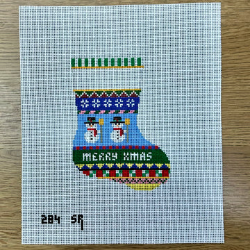 Bold Stripe Snowman Mini Stocking (Trunk Show)