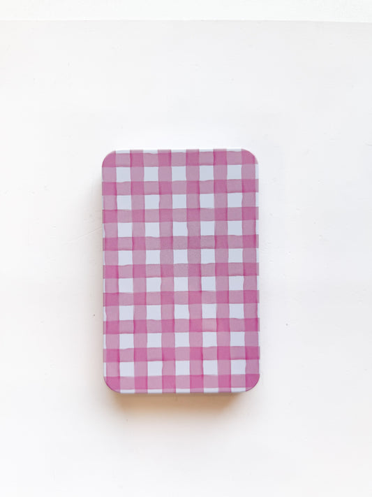Printed Tin Box: CQ Pink Gingham