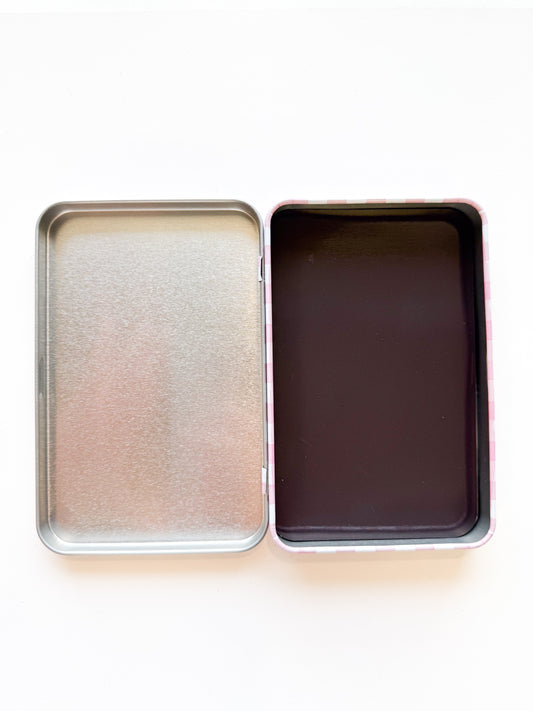Printed Tin Box: CQ Pink Gingham