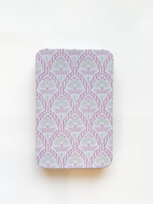 Printed Tin Box: Pink/Green Canvas Queen Print