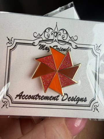 Orange Glitter Quilt Block Needle Minder