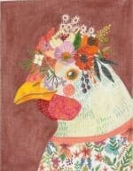 Hen in Floral Dress - on Dusty Rose (Trunk Show)