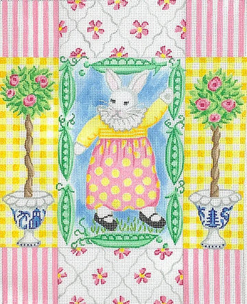 White Girl Bunny with Sugar Peas & Rose Topiaries (Trunk Show)