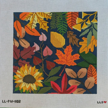 Blue Botanical Pillow Autumn Leaves