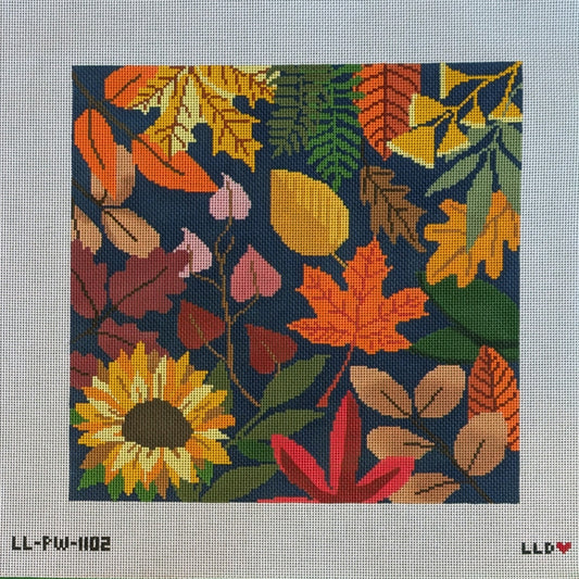 Blue Botanical Pillow Autumn Leaves