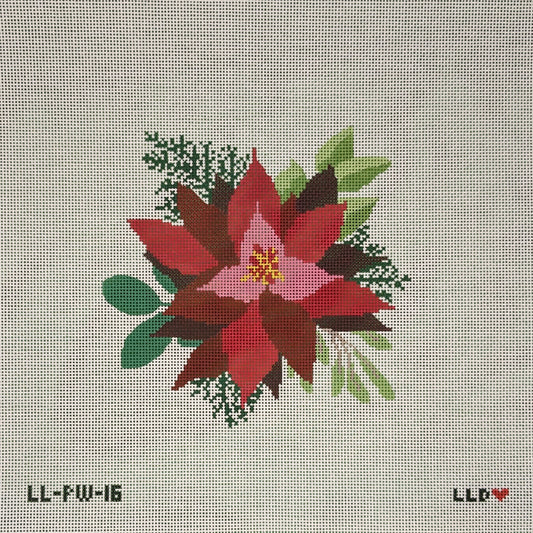 Red Poinsettia on White Background