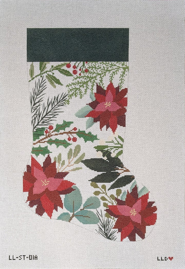 White Stocking with Red Flowers