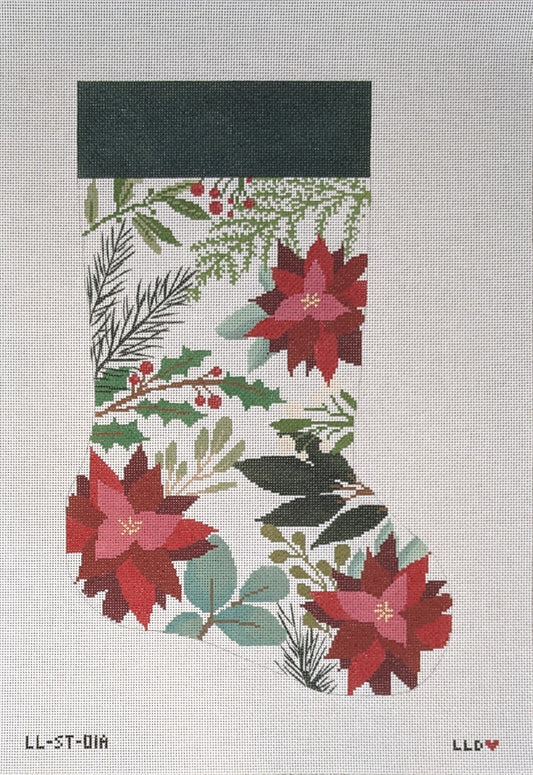 White Stocking with Red Flowers