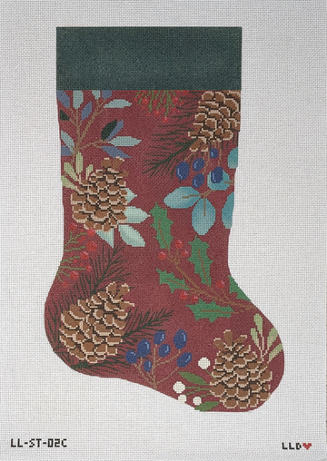 Red Stocking with Pinecones
