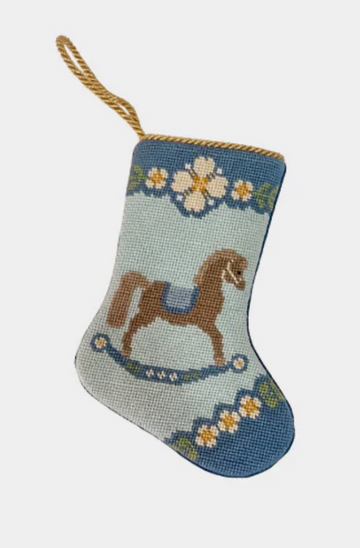 Finished Bauble Stocking: Rocking Horse Blue