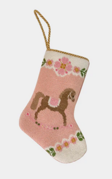 Finished Bauble Stocking: Rocking Horse Pink