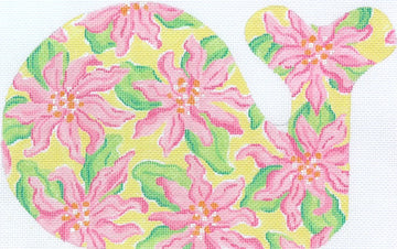 Whale Lilly Inspired Dahlias Pinks, Greens on Lemon (Trunk Show)