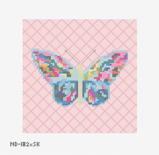 Large Colorful Butterfly on Pink Square