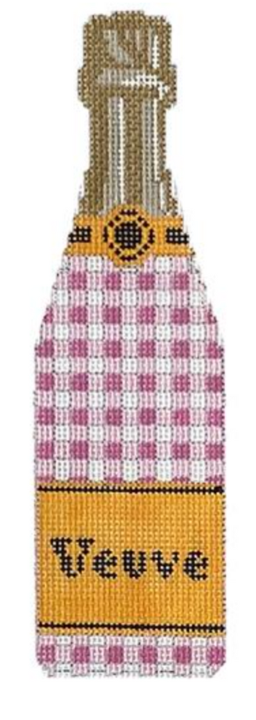 Pink Gingham Champagne Bottle