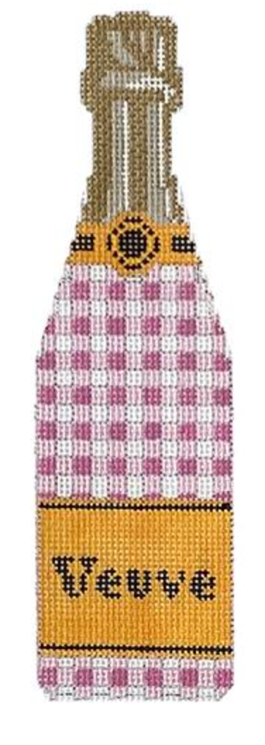 Pink Gingham Champagne Bottle