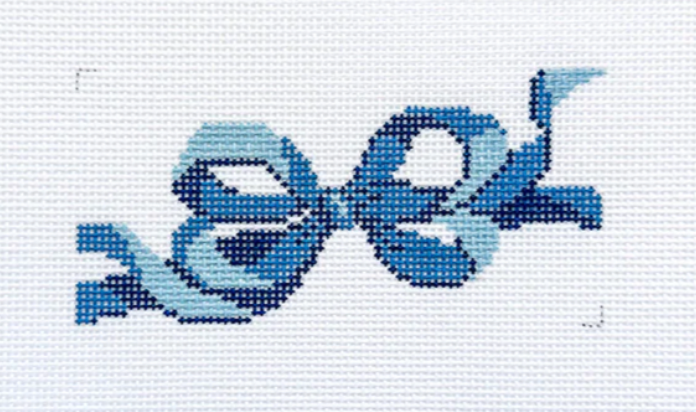 Ribbon Rectangle Blue – Canvas Queen Needlepoint