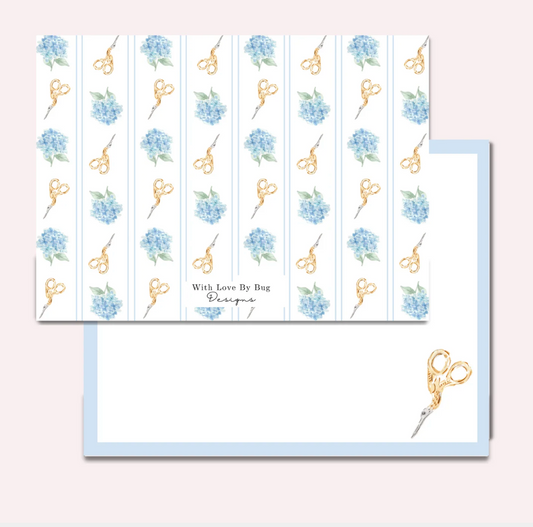 Custom Stationery: Stitching & Hydrangeas