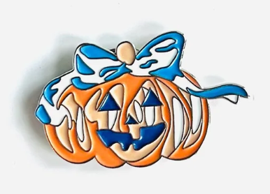Pumpkin with Blue Bow Needle Minder