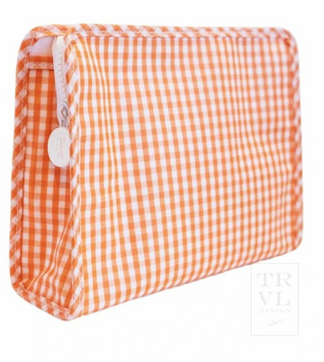 Roadie Large Zip Bag TRVL Orange Gingham