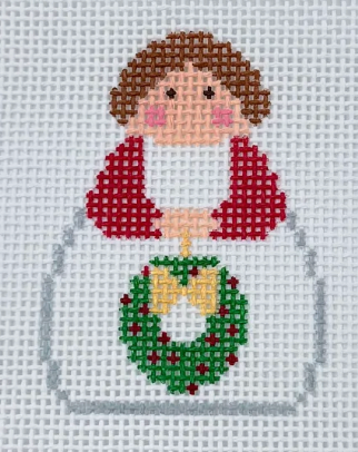 White and Red Angel with Wreath