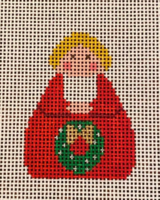 Red Angel with Green Wreath