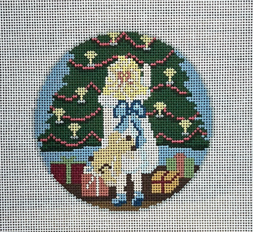 Girls in White Dresses with Blue Satin Sashes