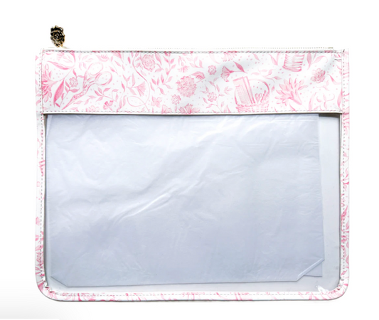 Penny Linn Pink Print Large Zip Bag